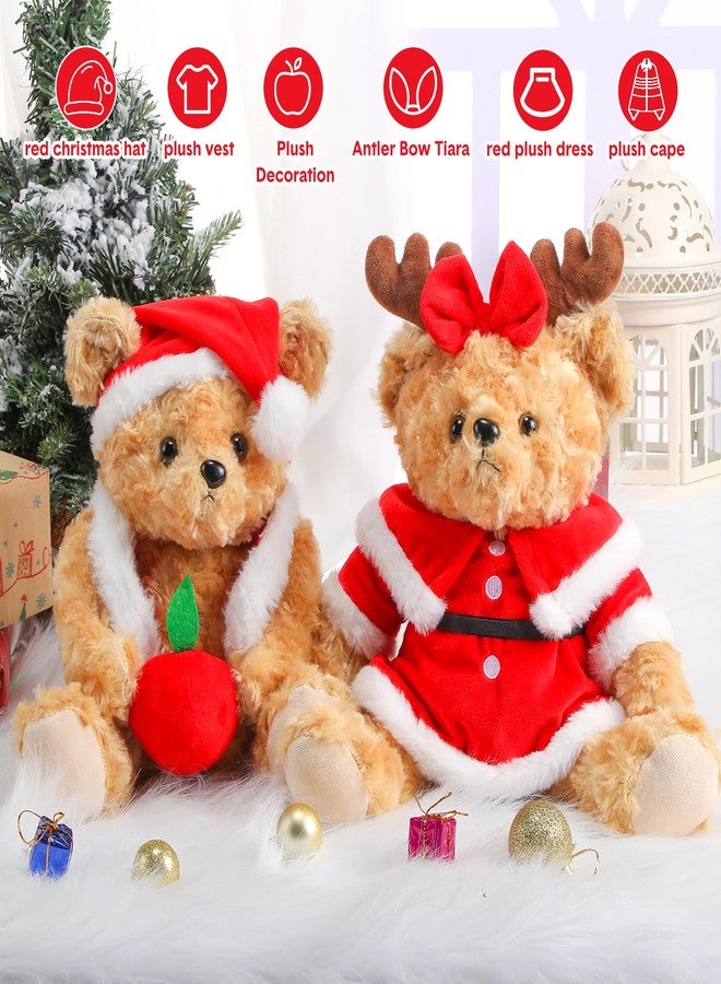 Harrycle 2 Pcs Christmas Bear Plush Animal Toys 10 Inch Cute Santa Hat Stuffed Red Vest Bear Dolls Gifts for Girls Women Xmas Holiday Birthday Party Decoration - Image 3